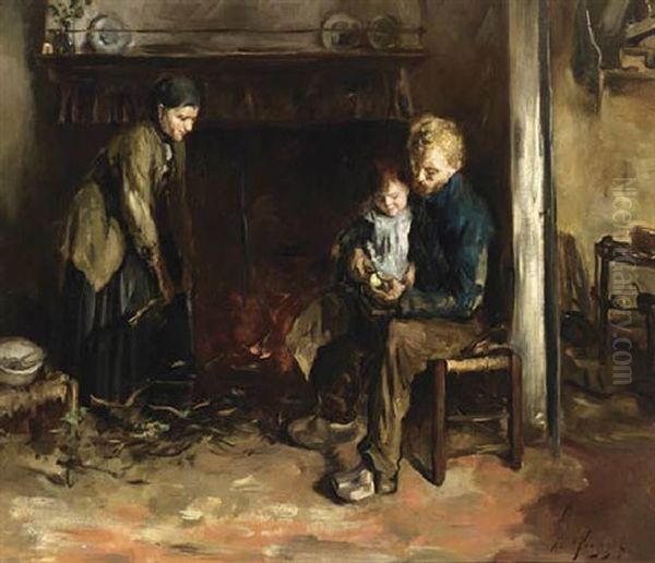 Preparing The Meal Oil Painting by Albert Johan (Jan) Neuhuys