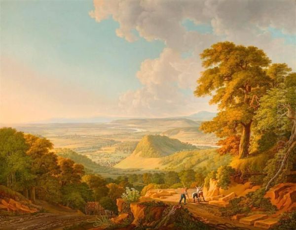 View From The Muttenzer Quarry Towards Basel Oil Painting by Peter Birmann