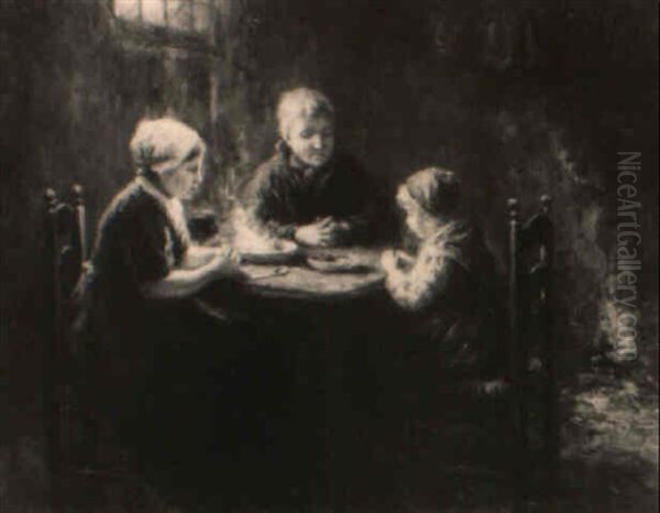 The Prayer Before The Meal Oil Painting by Albert Johan (Jan) Neuhuys