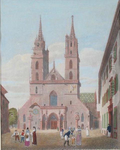 Das Munster Zu Basel Oil Painting by Samuel Birmann