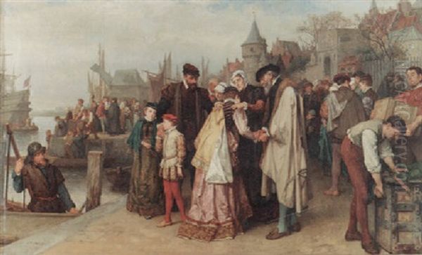 Emigration Of The Huguenots, 1566 Oil Painting by Jan Antoon Neuhuys