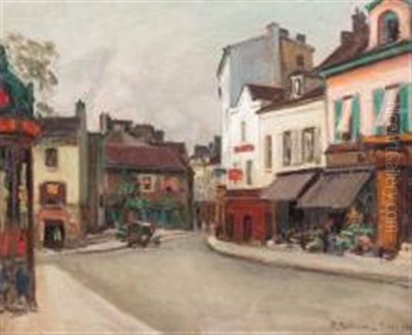 Rue De Paris Oil Painting by Abraham Neumann