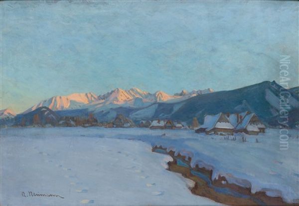 Zakopane - Winter Landscape Oil Painting by Abraham Neumann