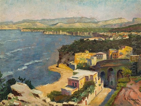 Coastal Landscape With Houses Oil Painting by Abraham Neumann