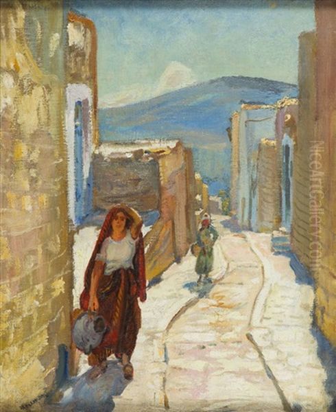 Street In Jaffa Oil Painting by Abraham Neumann