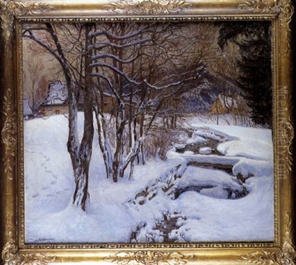 Twilight: A Winter Landscape From Podhale Oil Painting by Abraham Neumann