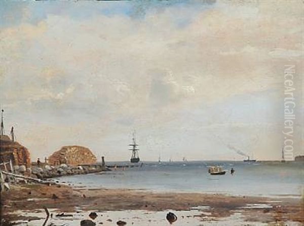 Scene From Kalkbraenderihavnen In Copenhagen Oil Painting by Carl Johann Neumann