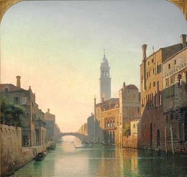 Kanalparti Fra Venedig Oil Painting by Carl Johann Neumann