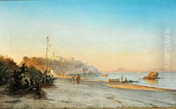 Strandparti Ved Tanger by Carl Johann Neumann