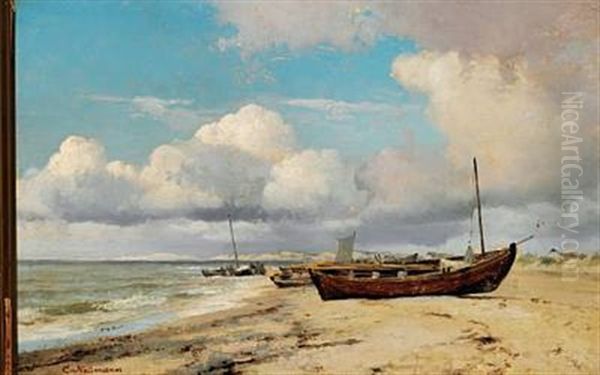 Boats On The Beach, Skagen by Carl Johann Neumann