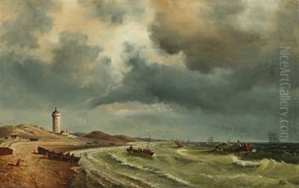 A Storm Brewing Near The Light Of Skagen by Carl Johann Neumann