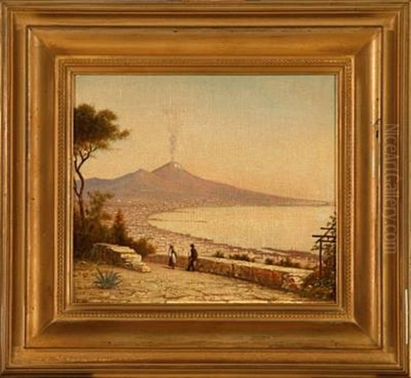 The Bay Of Naples Oil Painting by Carl Johann Neumann