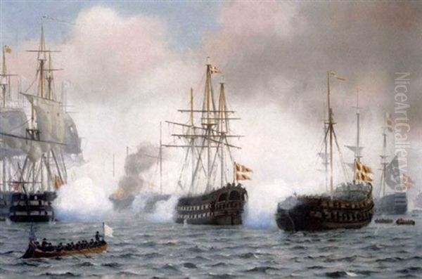 The Battle Of Copenhagen Dispatch Oil Painting by Carl Johann Neumann