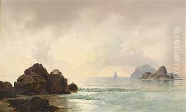 Morgen Ved St. Malo. Ebbe Oil Painting by Carl Johann Neumann