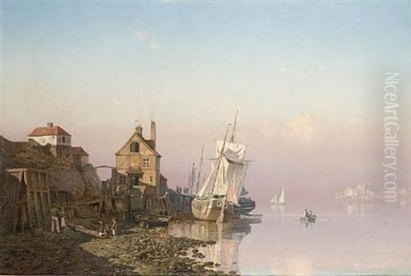 Low Tide, Evening Oil Painting by Carl Johann Neumann