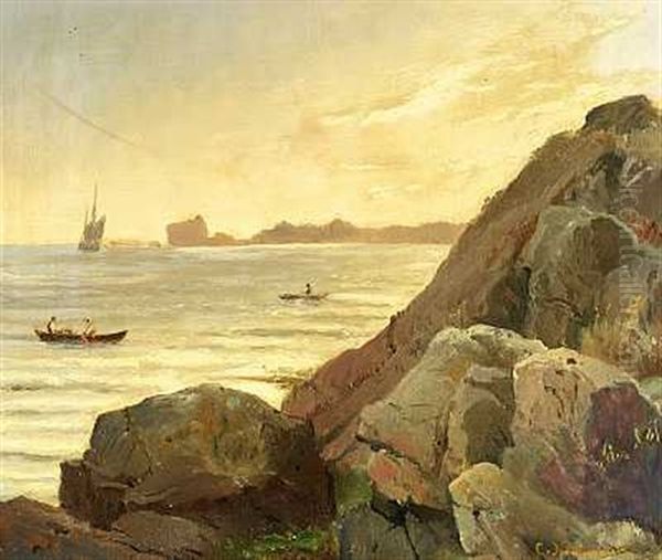 Kystparti Fra Bornholm Oil Painting by Carl Johann Neumann