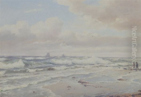 Rakold Dag Pa Stranden Ved Hornbaek Oil Painting by Carl Johann Neumann