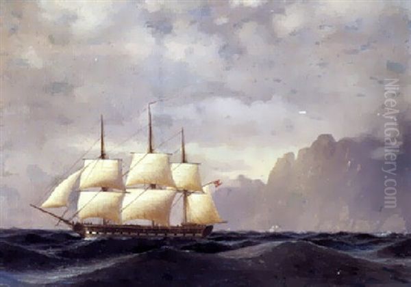 Dansk Orlogsskib Oil Painting by Carl Johann Neumann