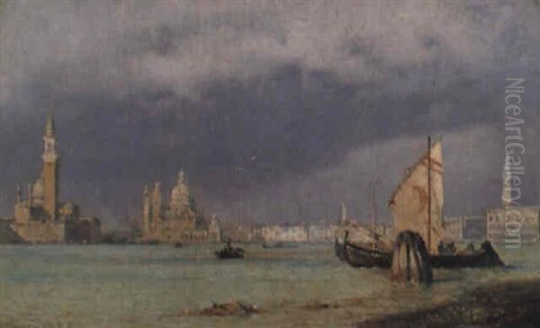 Parti Fra Canal Grande Med San Georgio Maggiore Og Santa Maria Della Salute Oil Painting by Carl Johann Neumann