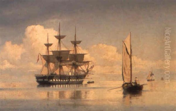 Marine Med Fregatten 'jylland' Oil Painting by Carl Johann Neumann