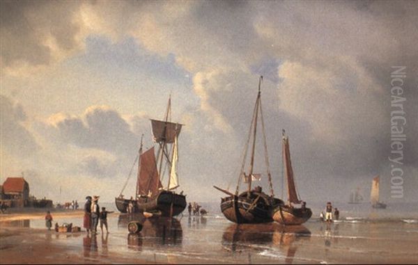 Stranden Pa Fana Oil Painting by Carl Johann Neumann