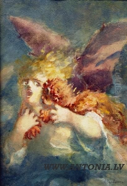 Fleeing Angel Oil Painting by Stanislav Birnbaum