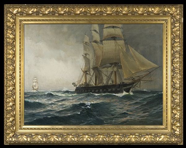 Sail-ships Oil Painting by Emil (Friedrich) Neumann