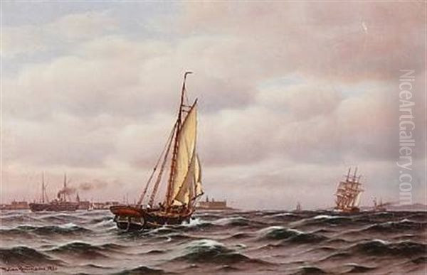 Helsingor Red Oil Painting by Johan Jens Neumann