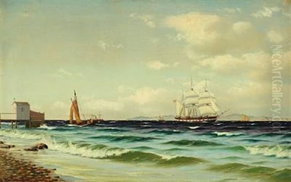 Strand Ved Aalsgaard Oil Painting by Johan Jens Neumann