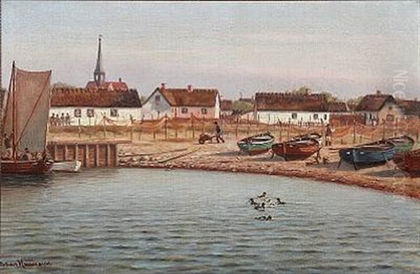 View From The Fishing Village Gilleleje, Denmark Oil Painting by Johan Jens Neumann