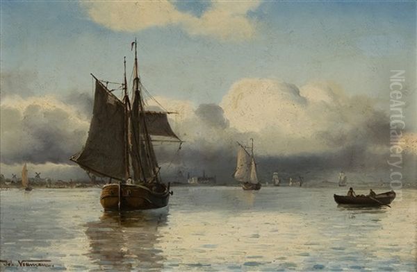 Stille Eftermiddag Udfor Helsingor Oil Painting by Johan Jens Neumann