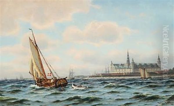 Seascape At Kronborg Oil Painting by Johan Jens Neumann