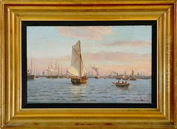 View From Copenhagen Harbour Oil Painting by Johan Jens Neumann