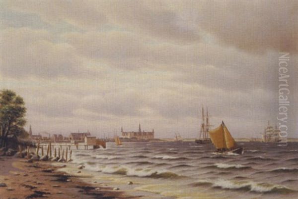 Stranden Syd For Helsingor Oil Painting by Johan Jens Neumann