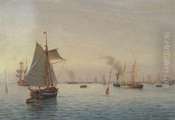 Sejlskibe Ud For Kobenhavn Oil Painting by Johan Jens Neumann