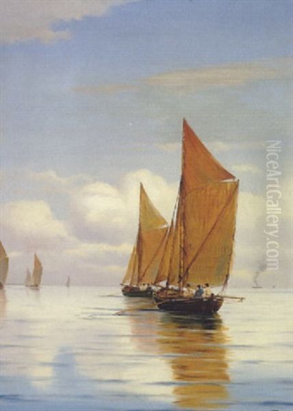 Sildebaade Inden Vindstille Oil Painting by Johan Jens Neumann