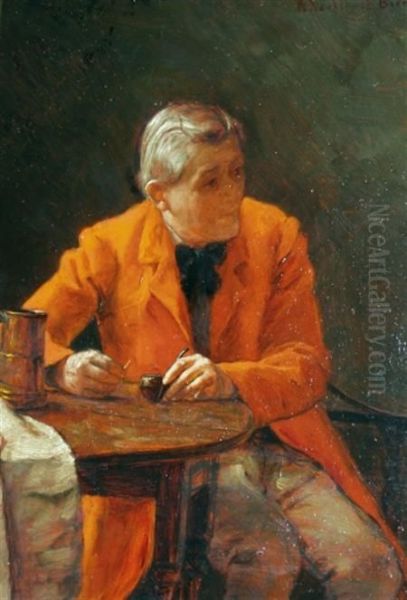 Portrait Of A Man In A Red Coat Seated At A Table Oil Painting by William Verplanck Birney