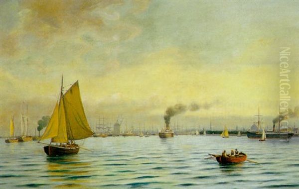 Indsejlingen Til Kobenhavns Havn Oil Painting by Johan Jens Neumann