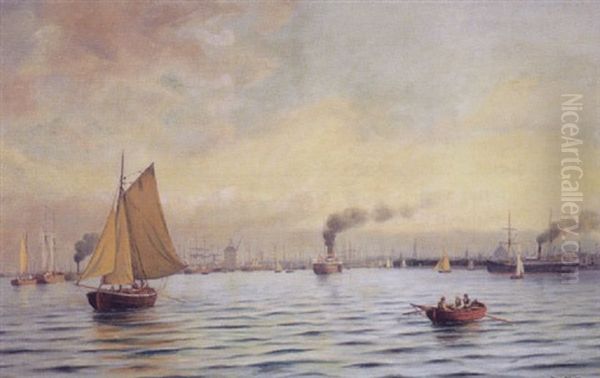 Indsejlingen Til Kobenhavns Havn Oil Painting by Johan Jens Neumann