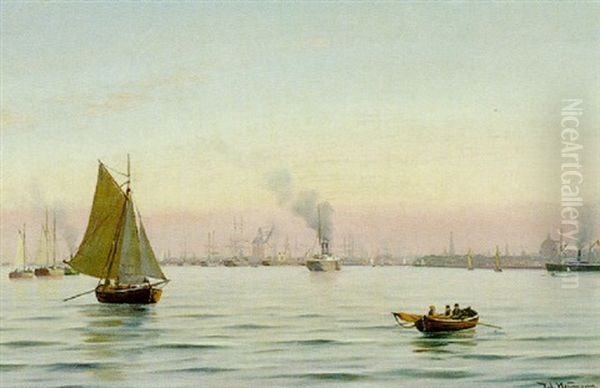 Hafen Von Kopenhagen Oil Painting by Johan Jens Neumann