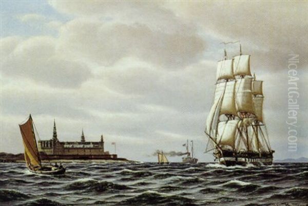 Skibe Ud For Kronborg by Johan Jens Neumann