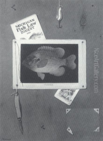 Bluegill Trompe L'oeil Oil Painting by Johan Jens Neumann