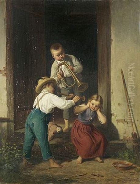 Jeux D'enfants Oil Painting by Ludwig Neustatter