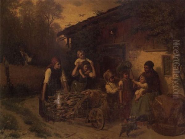 The Woodcutter's Return Oil Painting by Ludwig Neustatter