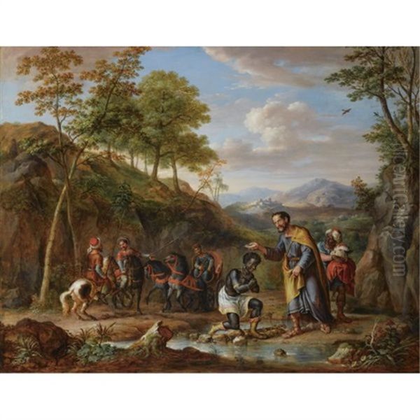 The Baptism Of The Eunuch Oil Painting by Maximilian Neustueck