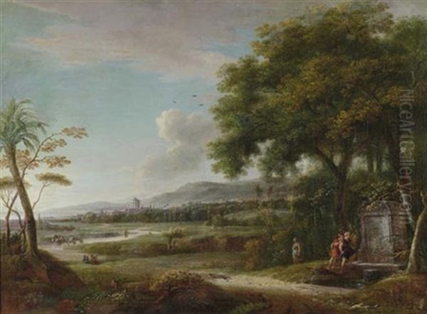 Sudliche Landschaft Mit Rundtempel Oil Painting by Maximilian Neustueck