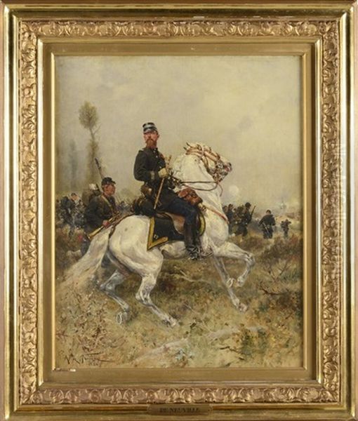 Commandant Du 17eme Bataillon De Chasseurs A Pied (guerre De 1870) Oil Painting by Alphonse Marie de Neuville