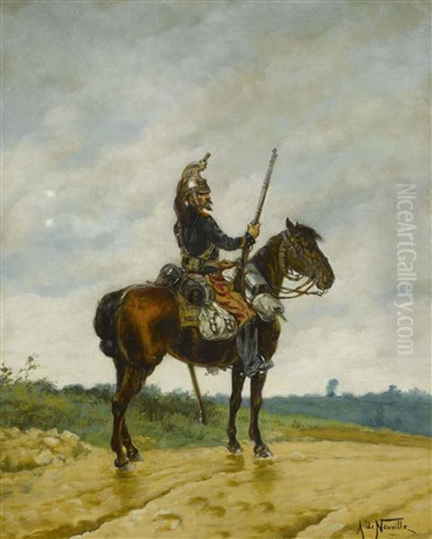 French Cavalier Oil Painting by Alphonse Marie de Neuville