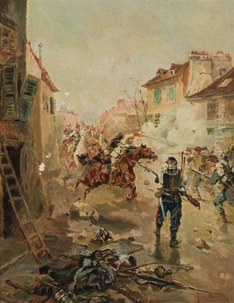 The Battle Oil Painting by Alphonse Marie de Neuville