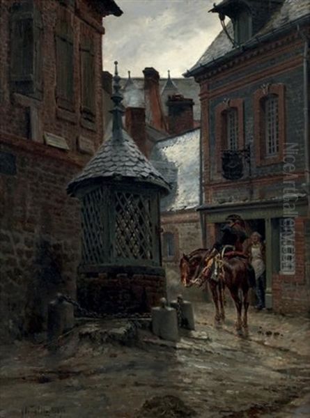 Devant L'auberge Oil Painting by Alphonse Marie de Neuville